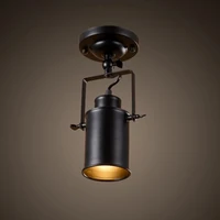 Loft industrial retro track spotlights black single head four headlights American shop bar lighting led ceiling lamp
