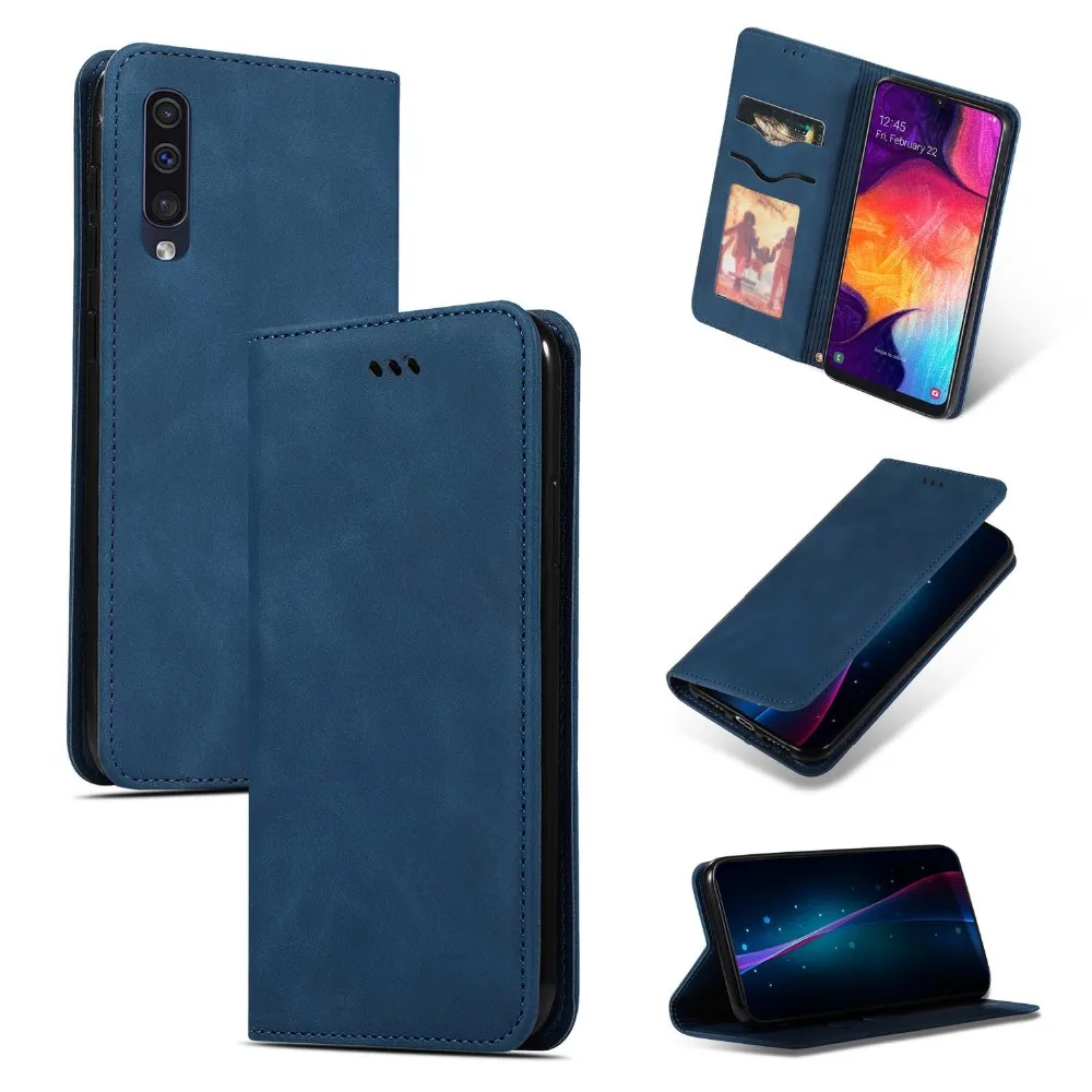 Чехол для samsung Galaxy A50, Роскошный Ретро флип-чехол из искусственной кожи, Магнитный кошелек, чехол с подставкой для samsung A50, A70, A40, A30