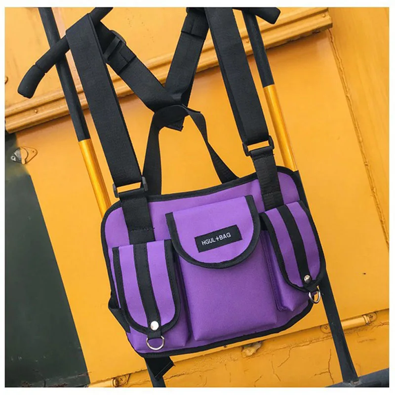 Purple Chest Bag Мужская тактическая нагрудная сумка, новая модная мужская нагрудная сумка в стиле хип-хоп, уличная сумка через плечо, Женская однотонная поясная сумка на плечо - Цвет: Purple Chest Bag