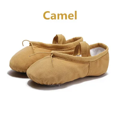 Camel Flower's Secret/парусиновые мягкие балетки; Танцевальная обувь; кроссовки для йоги; детские тапочки для девочек в соответствии с сантиметром; купить - Цвет: Camel