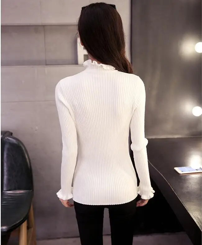 Женские свитера с воротником-стойкой плотный облегающий короткий пуловер