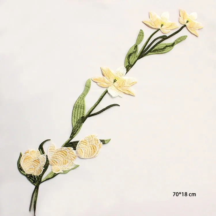 

lilyFlower big size Embroidered Applique patches for clothing sewing women skirt fabric patch garment Accessories Diy decoration