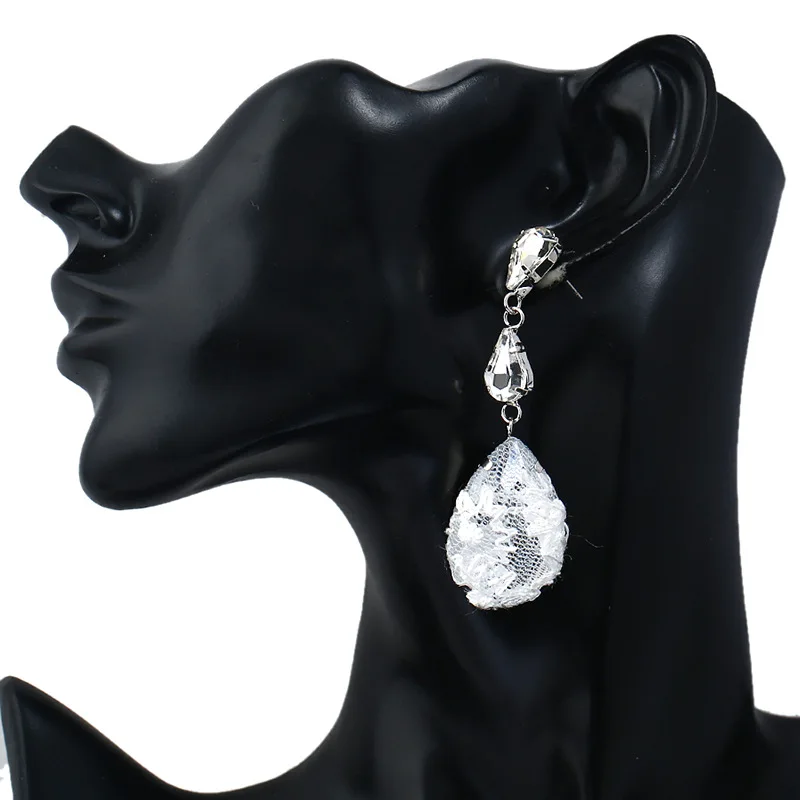 Женские серьги-капельки Swarovski 1 пара кружевных сережек с кристаллами