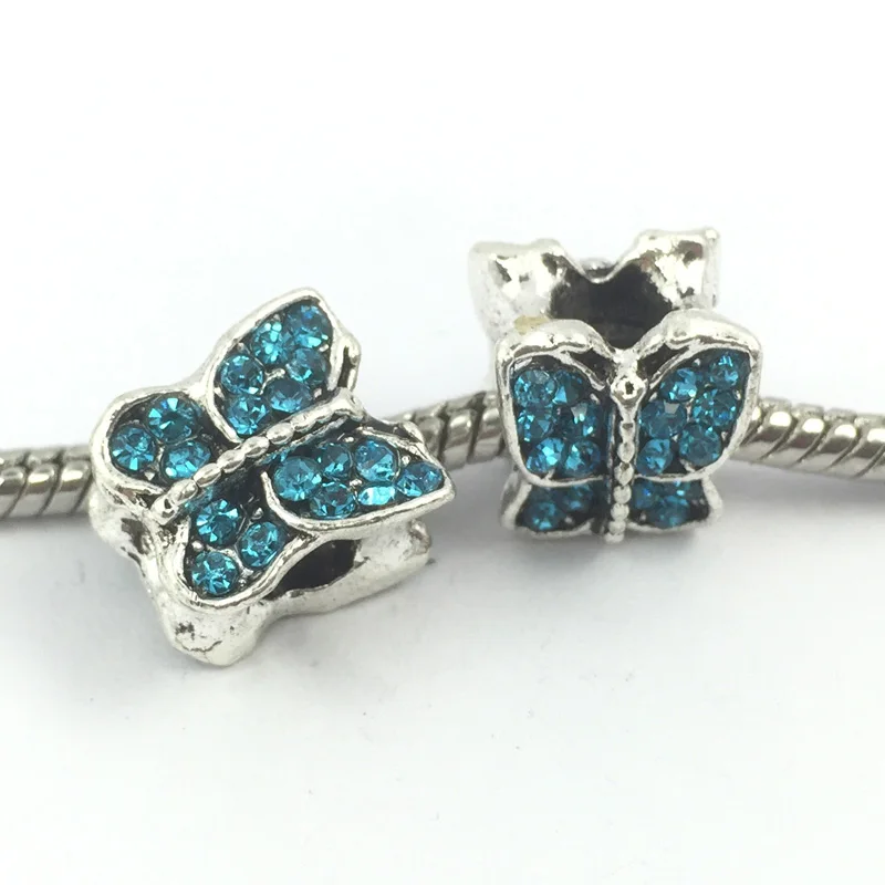 Полный кристалл бабочка большая дыра сплава очарование Европейский Бусины Fit