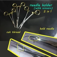 medical surgical instrument gold handle self retaining pin needle holder wire cutter multi function 2 in1 high quality scissors