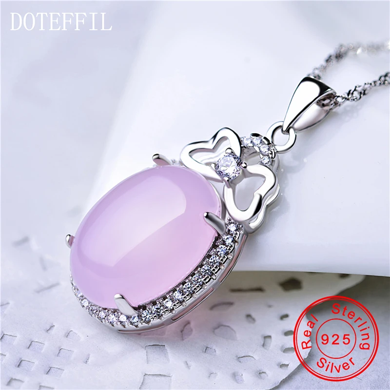 Женское Ожерелье из стерлингового серебра 925 пробы с фиолетовым кристаллом и