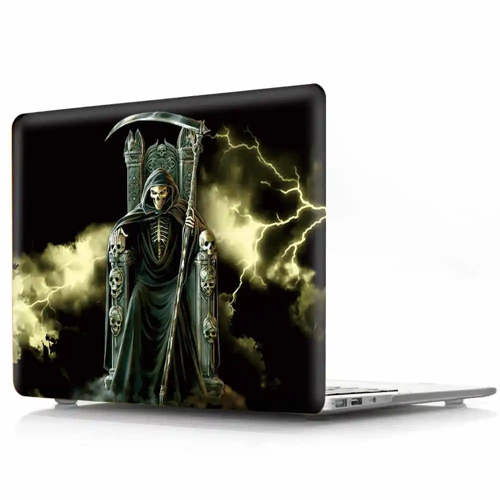 Серый Черный чехол с черепом для Macbook Air 13 Pro 13, чехол с рисунком из ПВХ для Macbook Air retina Pro 11 12 13 15, чехол с сенсорной панелью для ноутбука - Цвет: Серый