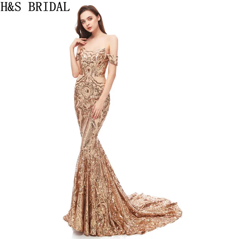 Розовое Золотое вечернее платье русалки с открытыми плечами черные платья для
