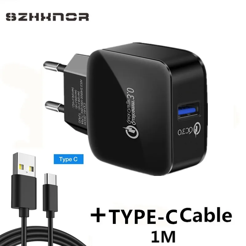 QC3.0 Быстродействующее зарядное устройство с быстрой зарядки круглый кабель для