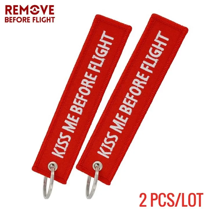2 PCS RED 2 шт. модные брелки llavero Kiss Me перед полетом llaveros Брелок для ключей с вышивкой брелок для автомобиля брелок для мотоцикла - Цвет: 2 PCS RED