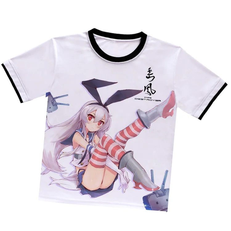 D0351 Коллекция аниме-игр Kantai, футболка Kongo Shimakaze Amatsukaze Yukikaze, белая футболка из полиэстера, летняя футболка Kancolle для активного отдыха - Цвет: D0351