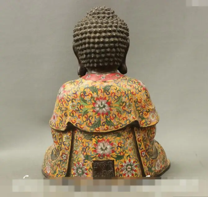 

Free shipping S00186 17" Tibet Temple Cloisonne Enamel Bronze Shakyamuni Sakyamuni Set Buddha Statue