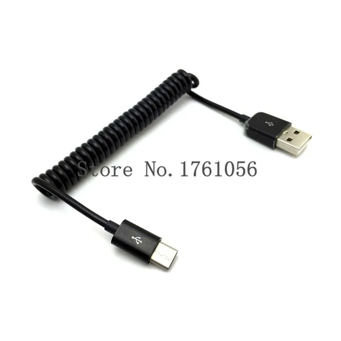 Стрейчевый штекер 3 1 типа C к стандартному USB 2 0 Штекерный пружинный кабель для
