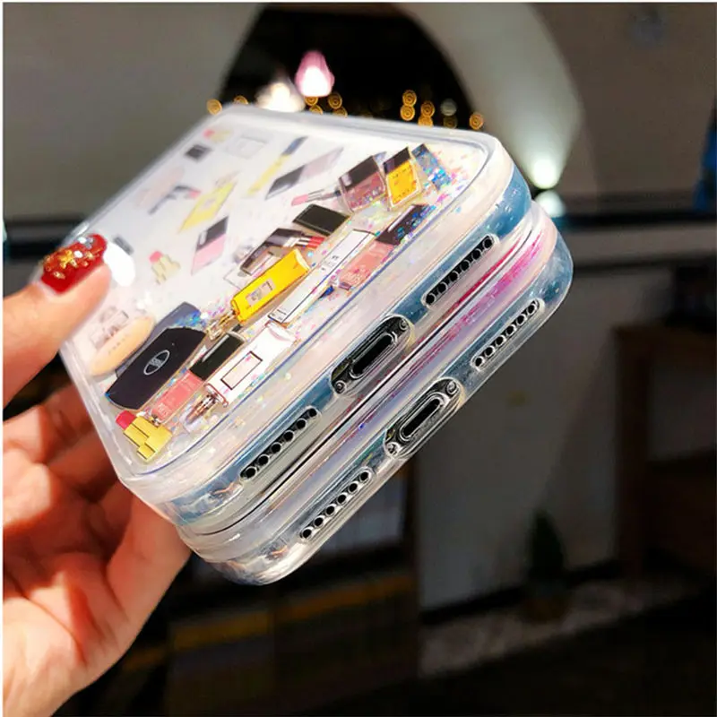 Стильный и прозрачный зыбучий песок для iPhone Xs Max Xr Жесткий пластиковый Чехол для iPhone 6 6s 7 8 Plus динамический жидкий ipone Shell