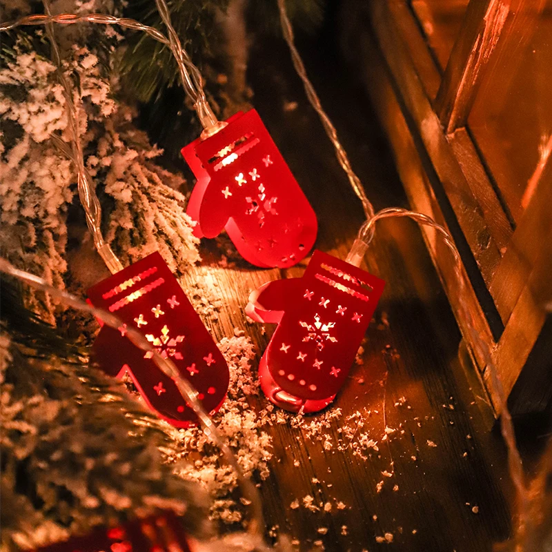 100 LED Metal Hollow White Red Christmas Gloves Festoon String Lights Outdoor Ball Garland Wedding Garden Party | Освещение