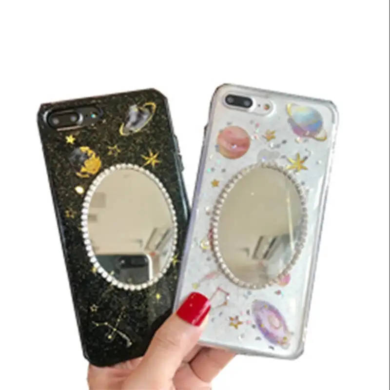 Applicable Planet Star Mirror For Iphone 66s 78 78plus x/Xs Xr Xsmax Glitter All Inclusive Soft Case |