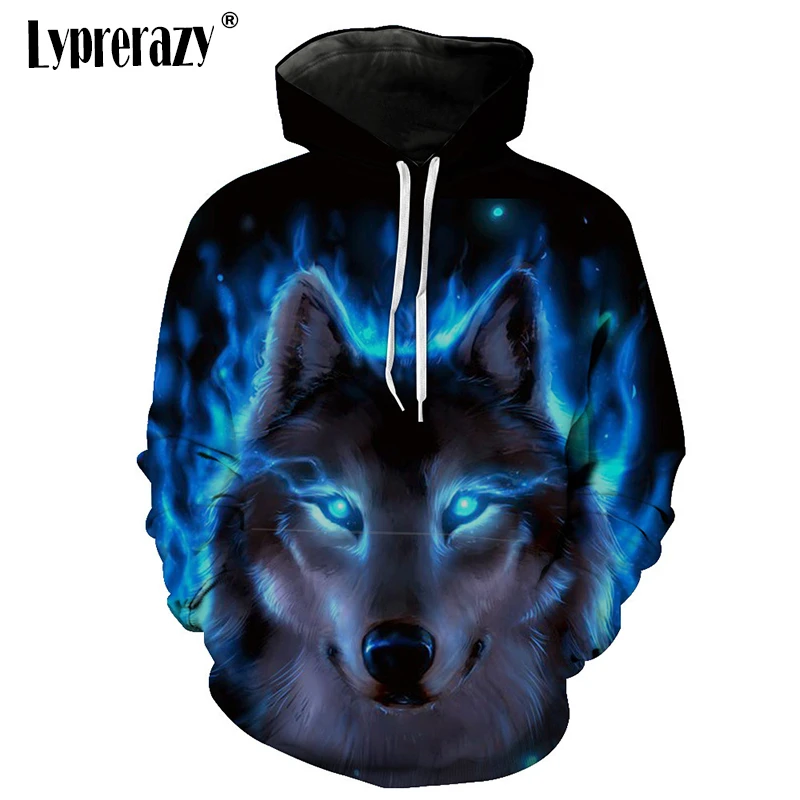 

Толстовка с капюшоном lypre azy Wolf для мужчин и женщин, Модный пуловер, свитшоты, 3d-спортивный костюм, весна