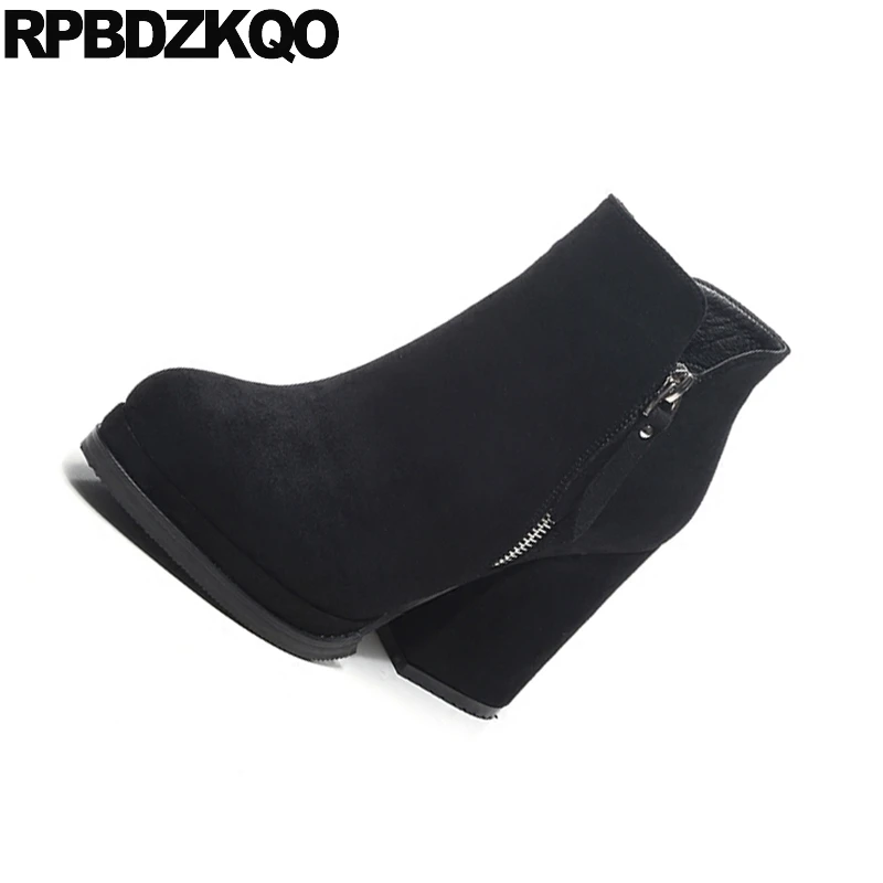 Женские ботинки зима 2017 молния ботильоны батильоны черный мода Размер 34 обувь