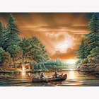 Алмазная живопись 5D сделай сам, квадратная вышивка крестиком с изображением лодки, 3d-вышивка крестиком с изображением пейзажа, стразы, рождественский подарок