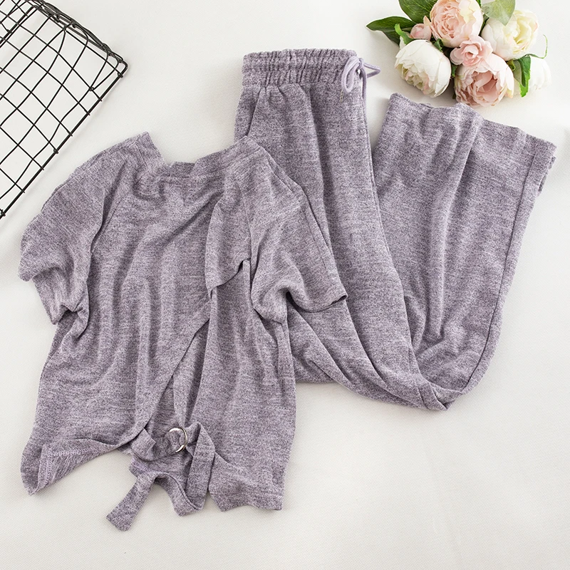 2019 Новый Модный женский комплект из двух предметов: футболка с короткими