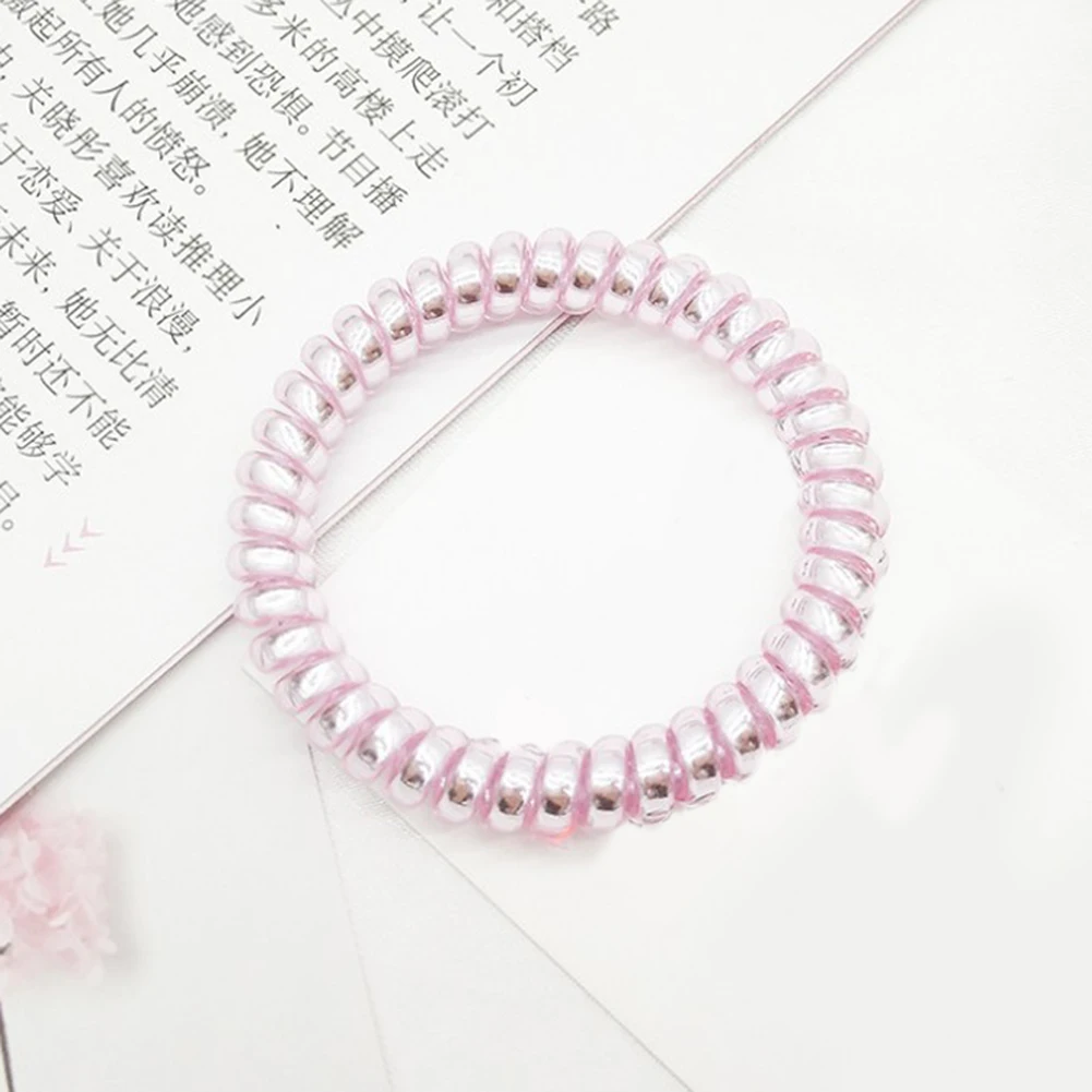 light pink 1 шт., разноцветные эластичные резинки для волос с телефонным шнуром, лидер продаж, резинки для волос, бесследные резинки для волос, резинки для волос, повязка на голову 5 см - Цвет: light pink