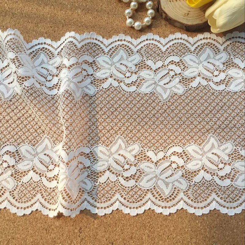 3 ярда 18 см широкий цветок эластичная кружевная отделка белый черный аксессуары