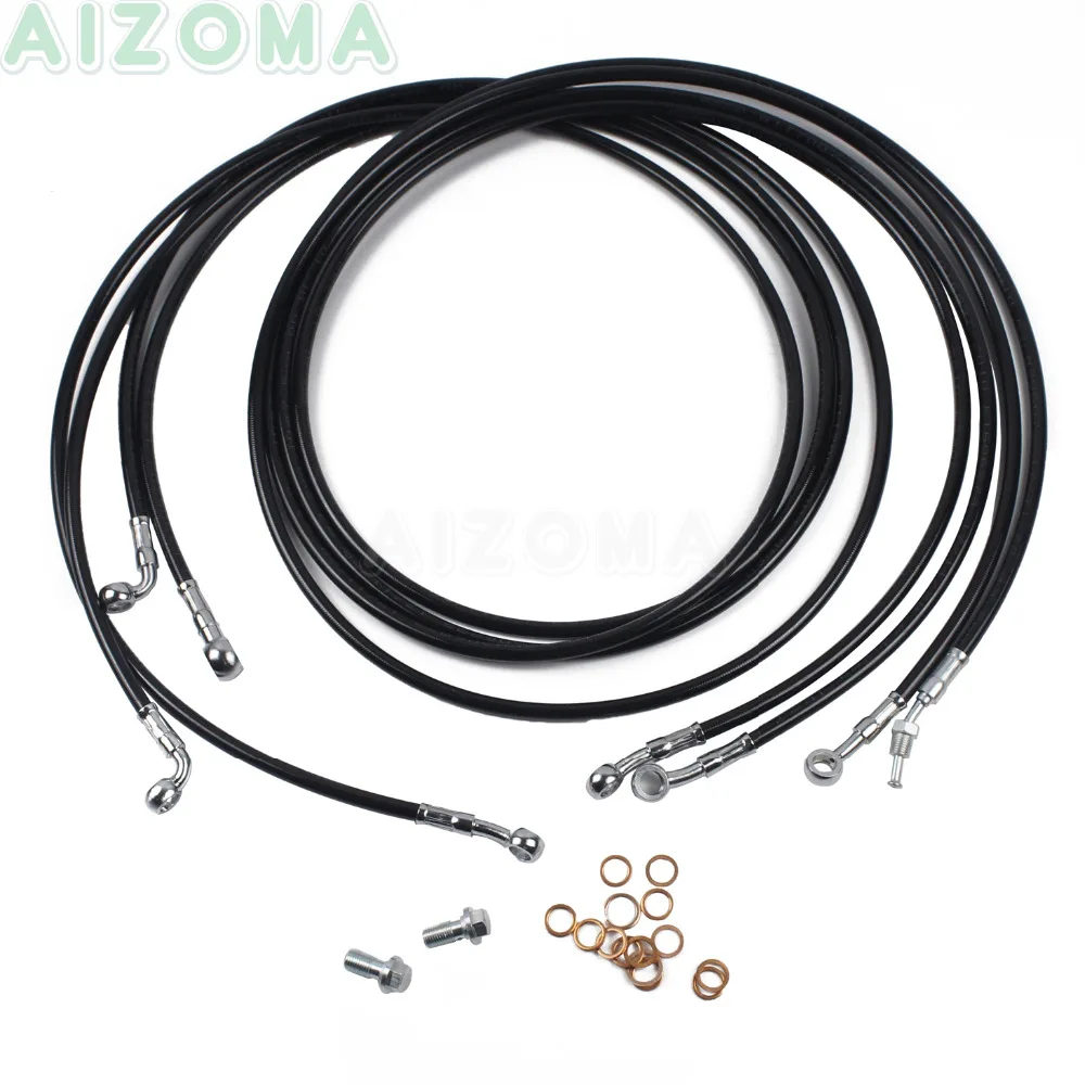 Мотоцикл 10-1" Руль Ape Cable тормозной комплект шлангов для Harley Touring Road King Street Glide Electra Glide w/модель ABS 14-17