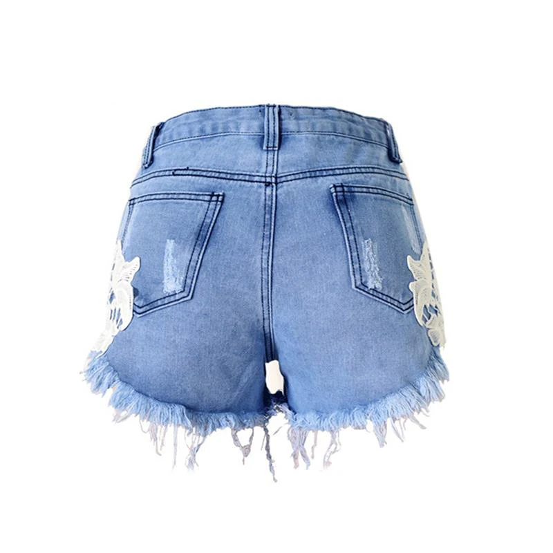 KHALEESI 2017 разорвал карман женщин Шорты Летние повседневные джинсовые шорты в