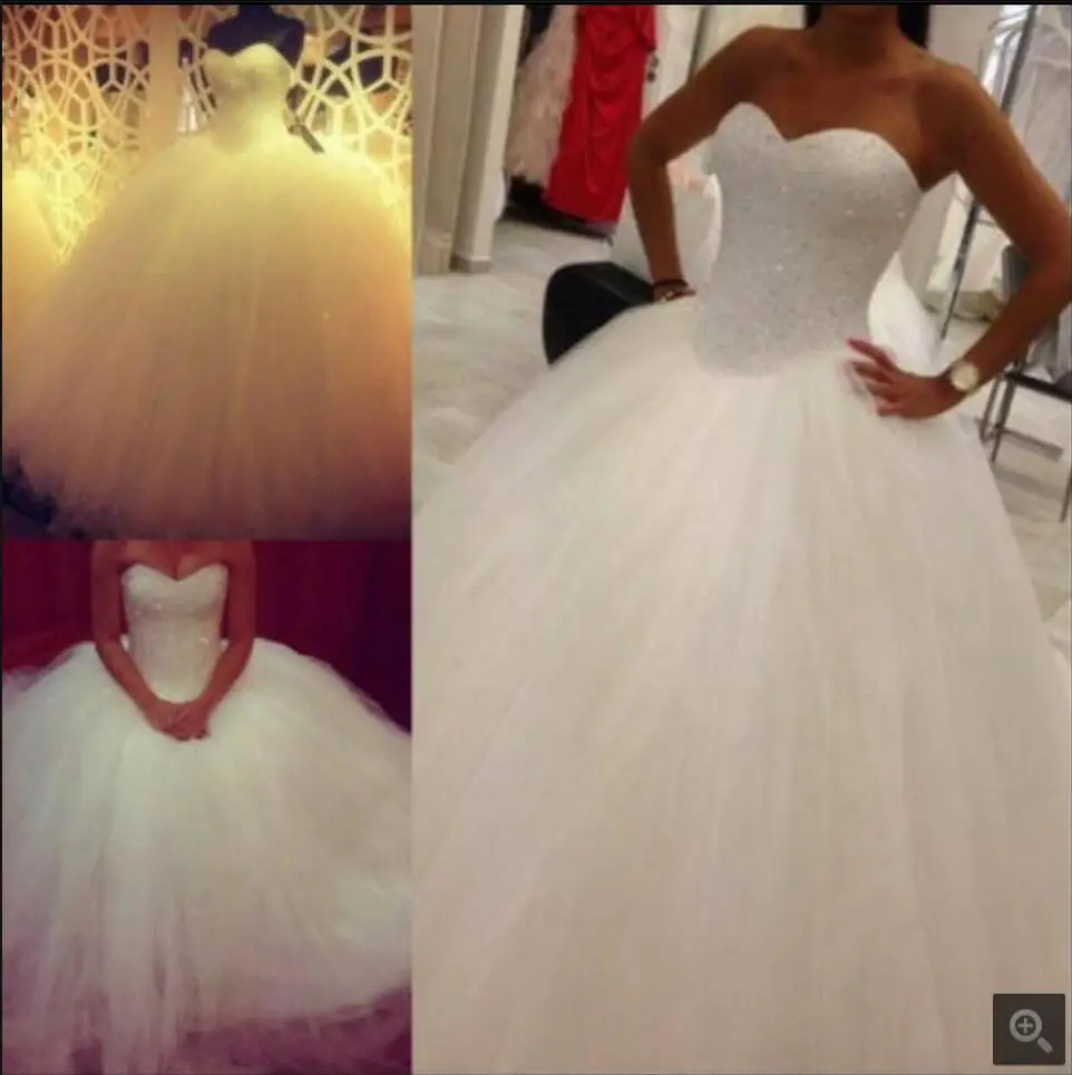 2016 стильное бальное платье принцессы свадебное с бисером недорогие Пышные