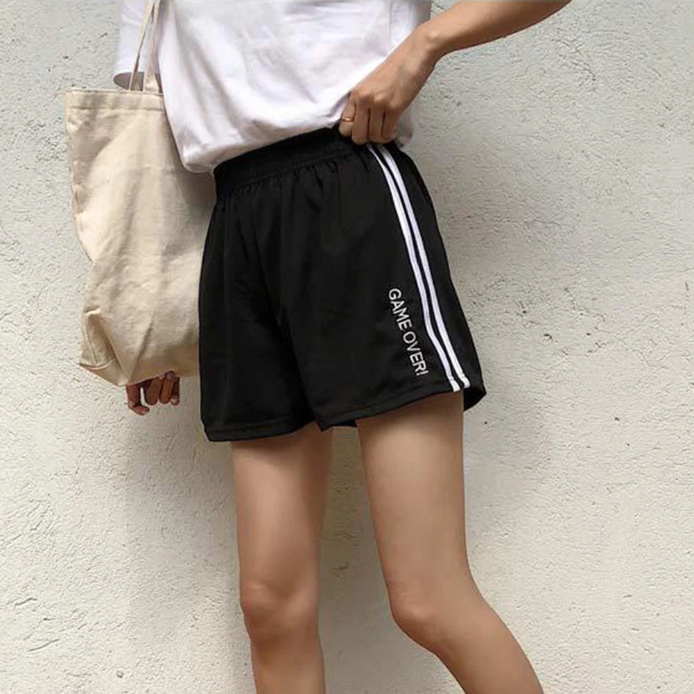 Лидер продаж летние полосатые шорты с вышитыми буквами женские спортивные штаны