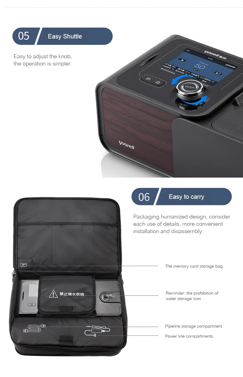 Yuwell CPAP Машина умный дом вентилятор с CPAP маска двухуровневый PAP стоп храп машина Спящая апноэ медицинское оборудование YH720S