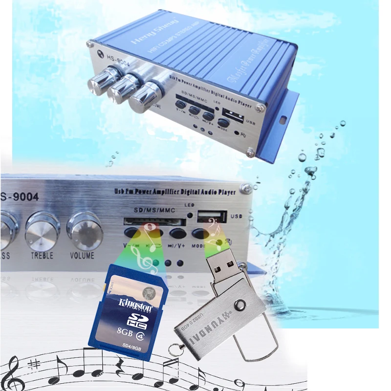 

KYYSLB 30 Вт * 2 DC12V карта с радио TF Малый усилитель мощности HS9004 домашний аудио автомобиль ТВ компьютер мини усилитель с дистанционным управлени...