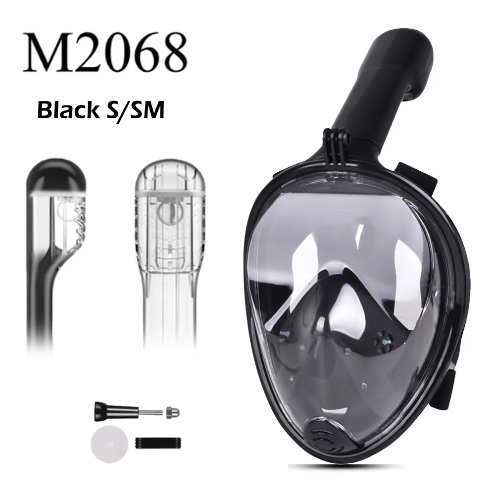 M2068 Black SM Новая Smaco маска для подводного плавания с полным лицом, набор для подводного плавания, тренировочная маска для подводного плавания Mergulho, маска для подводного плавания для камеры Gopro - Цвет: M2068 Black SM