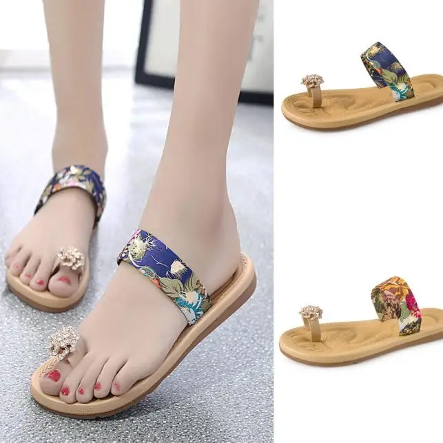 Женские сандалии Пляжные вьетнамки на плоской подошве в богемном стиле модные