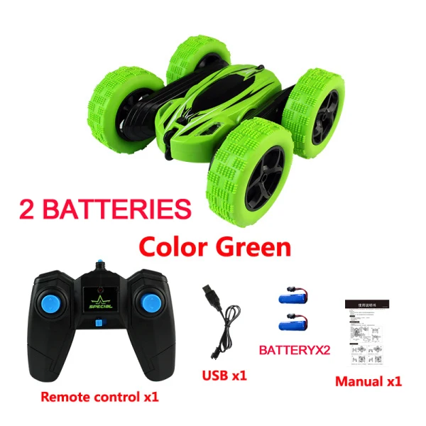 JJRC Rc автомобиль Высокая скорость 3D флип пульт дистанционного управления автомобиль дрейф Багги гусеничный батарея управляемый трюк машина радиоуправляемые автомобили - Цвет: green with 2 battery