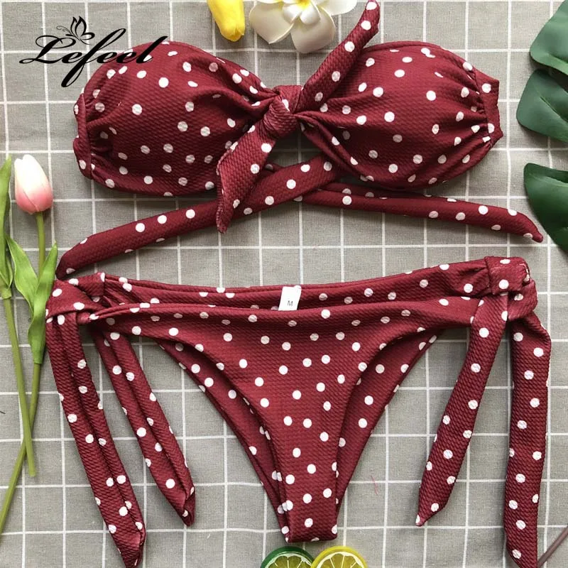 Lefeel 2018 Sexy Bikinis Solid Print Swimwear Brazilian Thong Swimsuit Bikini Set Hot Sale Bathing Suit Low Waist Biquini |