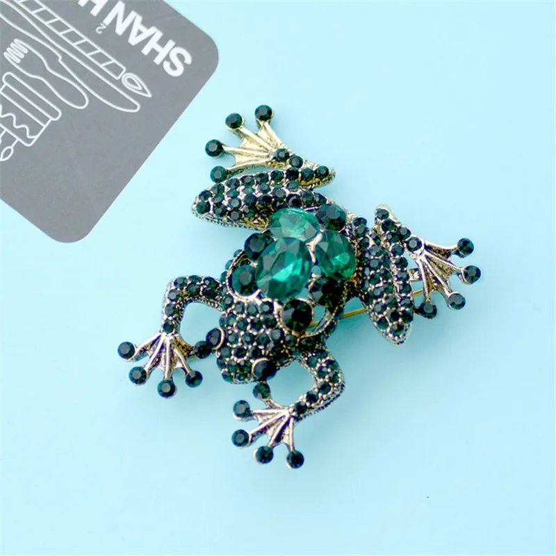 Броши с кристаллами WWLB лягушка для женщин кошка жук зеленая кожа роскошные