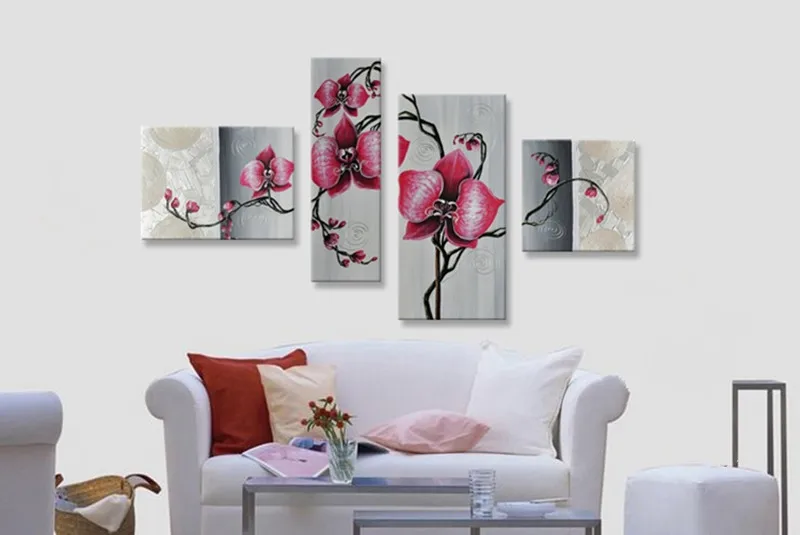 Ручная работа цветочные Акриловые Картины роспись абстрактный красный цветок