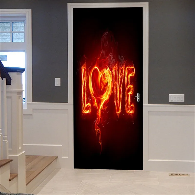 Door Stickers42 Новая настенная дверь паста ваза с лилиями шаблон наклейки Diy самоклеющиеся водонепроницаемые обои постеры для украшения дома - Цвет: Door Stickers42