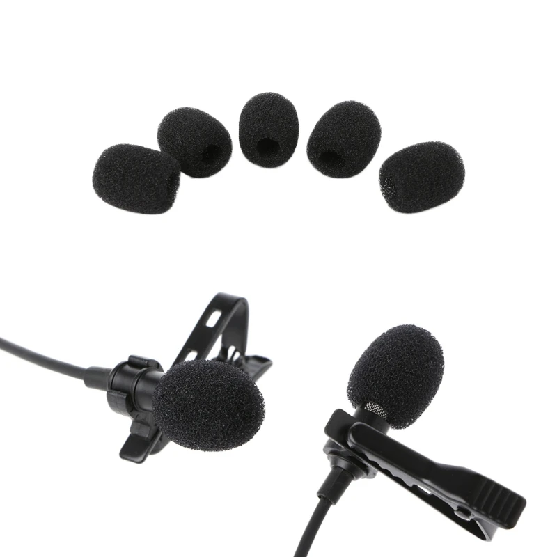 Black New 5X Round Ball Lavalier Microphone Cover Foam Windscreen Sponge Windshields 6mm Opening