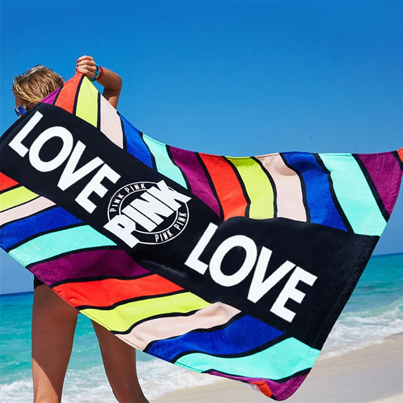 

Женское пляжное полотенце Pink Love Design, спортивное впитывающее полотенце с геометрическим рисунком листьев, абсорбирующее банное полотенце х...