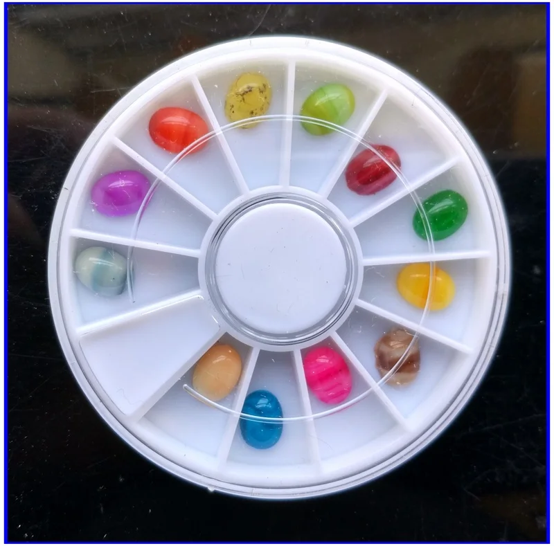 

1X Wheel Nail Art Rhinestones 3D 12 Colors Glitter Gems stone Water Drop Oval Flat base Bling Crystal Nail Studs K013