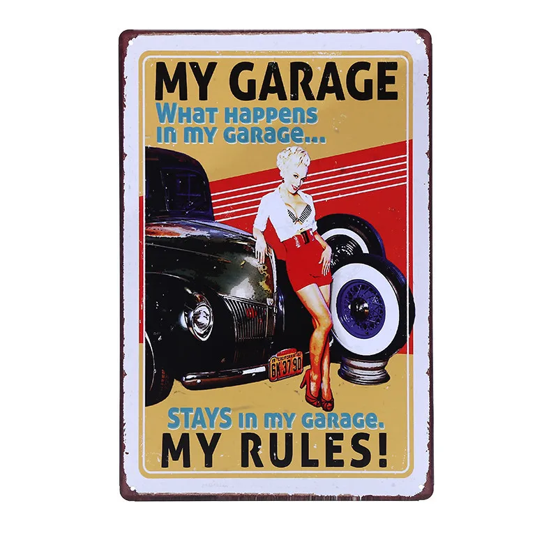 Классический настенный плакат &quotGarage Rules&quot винтажный домашний декор магазин по
