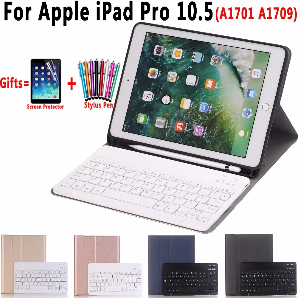 Тонкий беспроводной Bluetooth клавиатура с карандашом чехол для Apple iPad Pro 10 5 дюймов 2017
