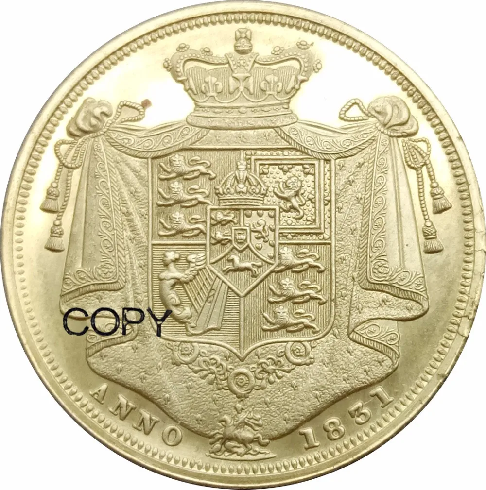 

United Kingdom 1831 Anno 2 Pounds William IV Hanover King Gold Coin Brass Metal Copy Coins