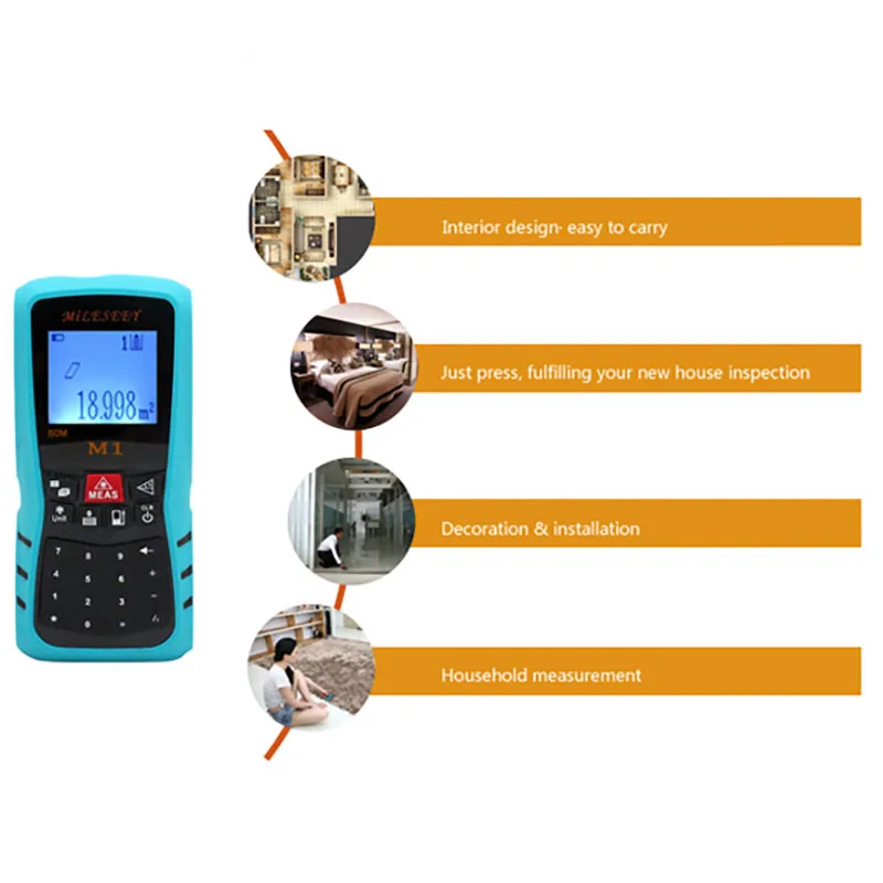 Перезаряжаемый лазерный дальномер Водонепроницаемый M1 40 м измеритель