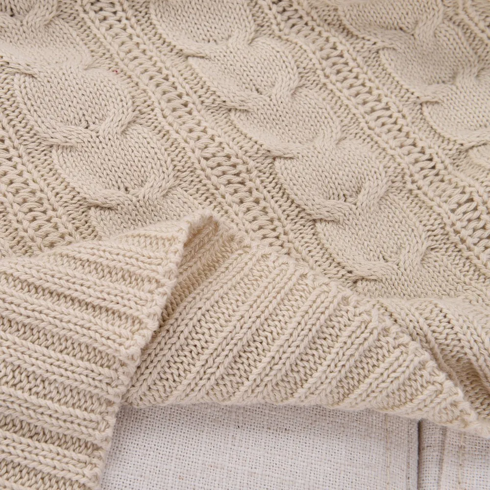 Хлопок, высокое качество, мягкое вязаное одеяло ручной работы, одеяло для кровати, бежевое, красное, коричневое, голубое, белое, серое, розовое вязаное одеяло для дивана
