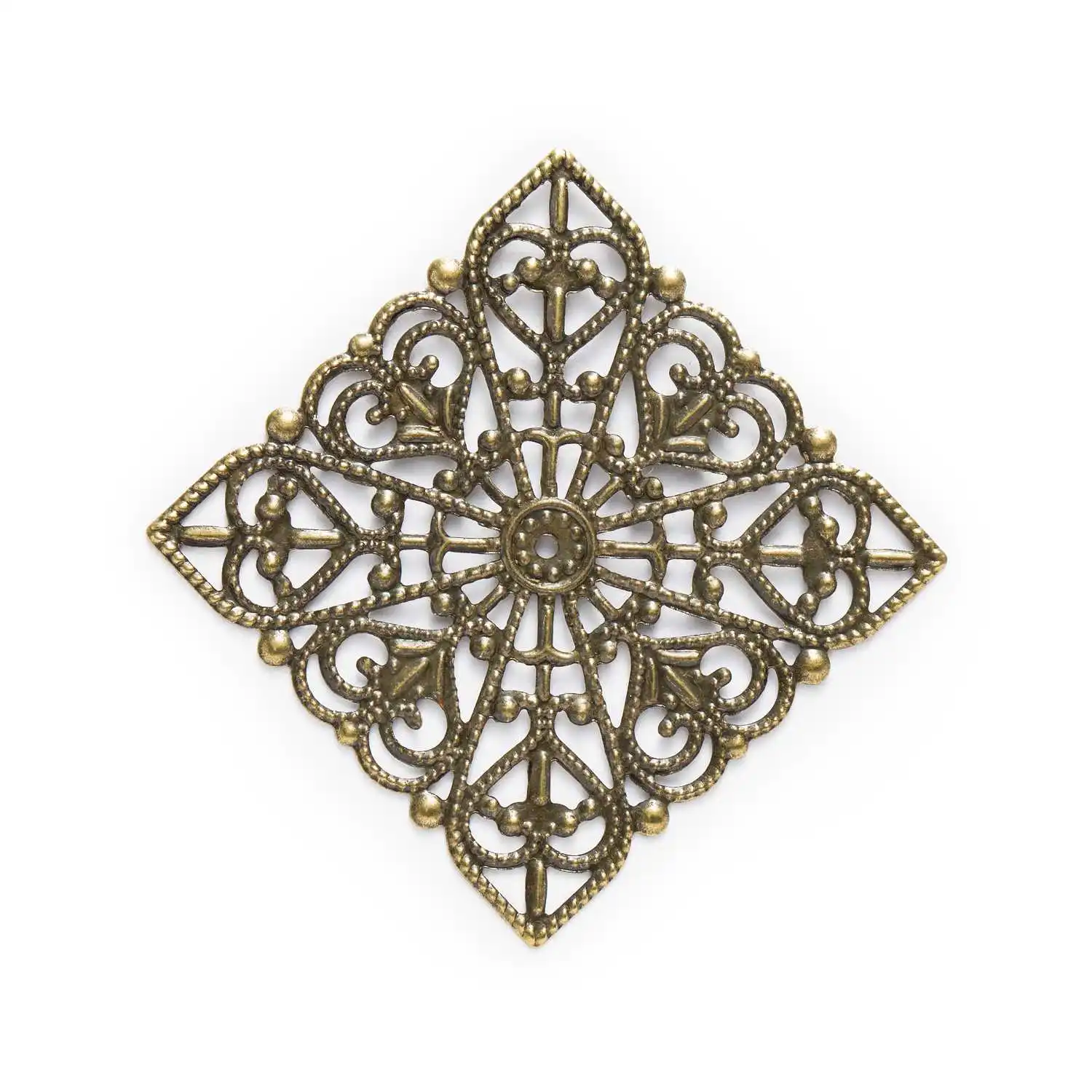 

10/50 Piece Bronze Tone Filigree Hollow Square Wraps Connnector Embellishments Findings Jewelry Making DIY 40mm