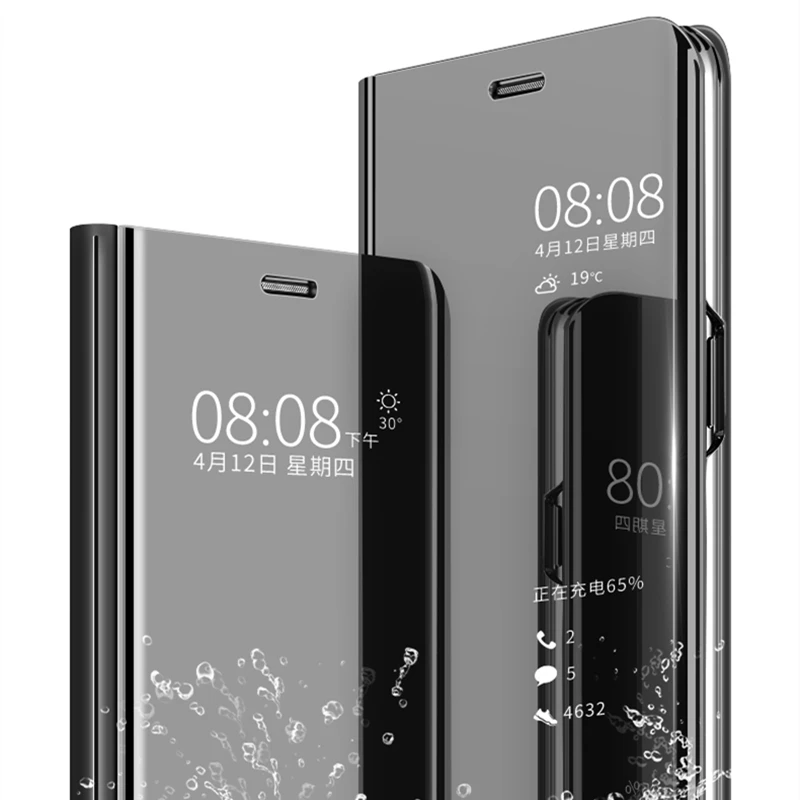 Умный зеркальный чехол для Sony Xperia 10 Plus с подставкой и откидной крышкой кожаные