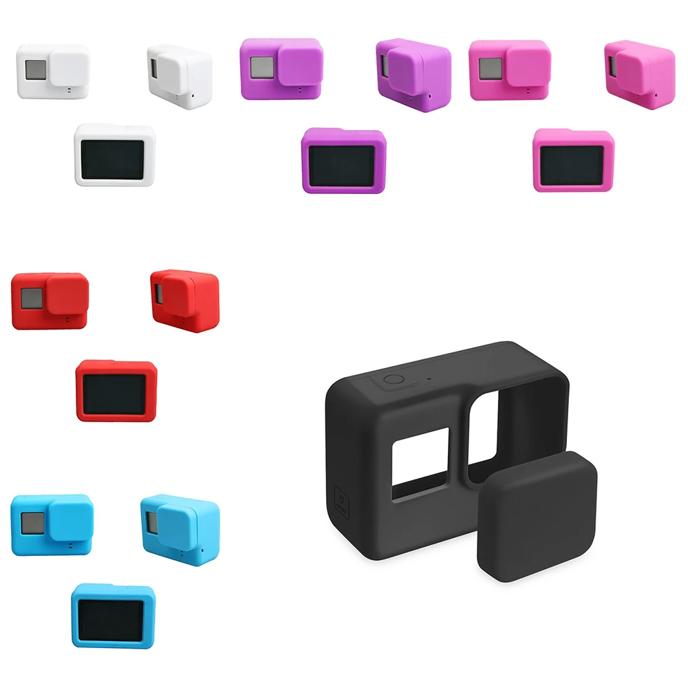 For Go Pro Accessories Action Camera Case Protective Silicone Skin +Lens Cap cover for GoPro Hero 5 Black 6 | Электроника